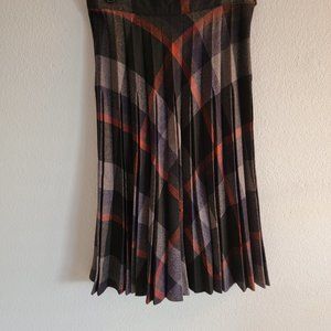 Vintage Plaid Pleated Wool blend skirt